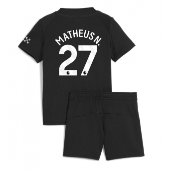 Billige Fotballdrakt Manchester City Matheus Nunes #27 Replika Bortedraktsett Barn 2025-26 Kortermet (med bukser)